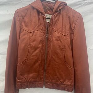 Men's Vintage Leather Jacket w/hood